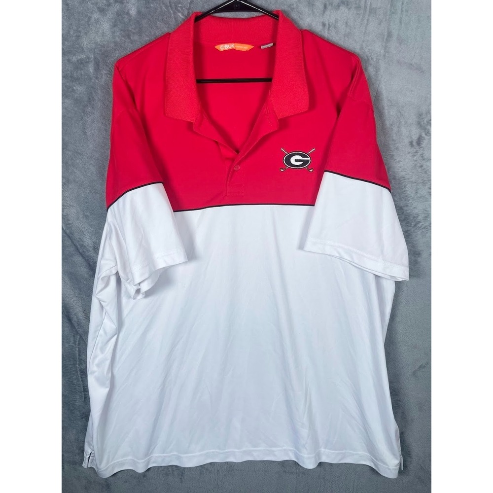 Georgia Bulldogs UGA Golf Cutter & Buck Men's Polo Shirt Red White Size XXXL 3XL - Picture 2 of 5